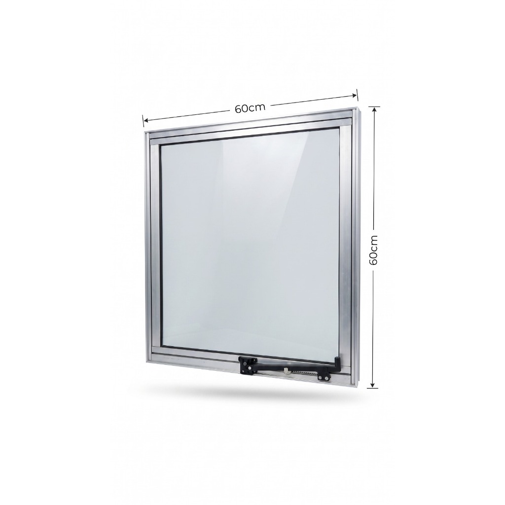 Janela Vitro Maximo-Ar Para Banheiro AlumÍnio Natural 60x60 cm Vidro Liso