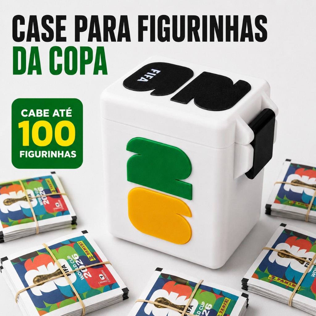 Case Organizador Porta Figurinhas da Copa do Mundo 2026 Impresso em 3D Brasil