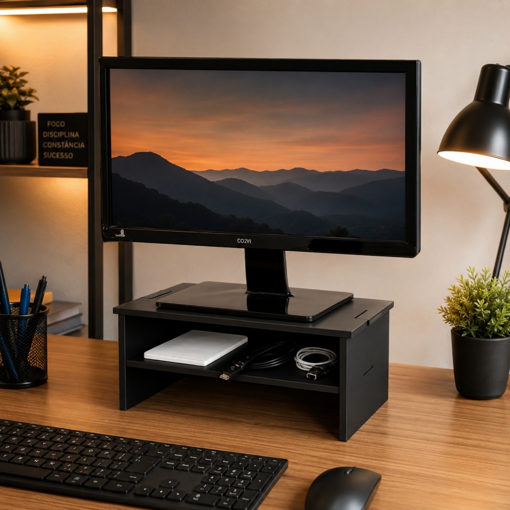 Base Suporte para Monitor em Madeira MDF – Home Office e Escritório
