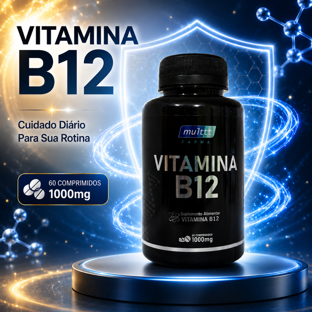 Vitamina B12 1000mcg 60 Comprimidos Suplemento Alimentar Energia Disposição Foco e Vitalidade