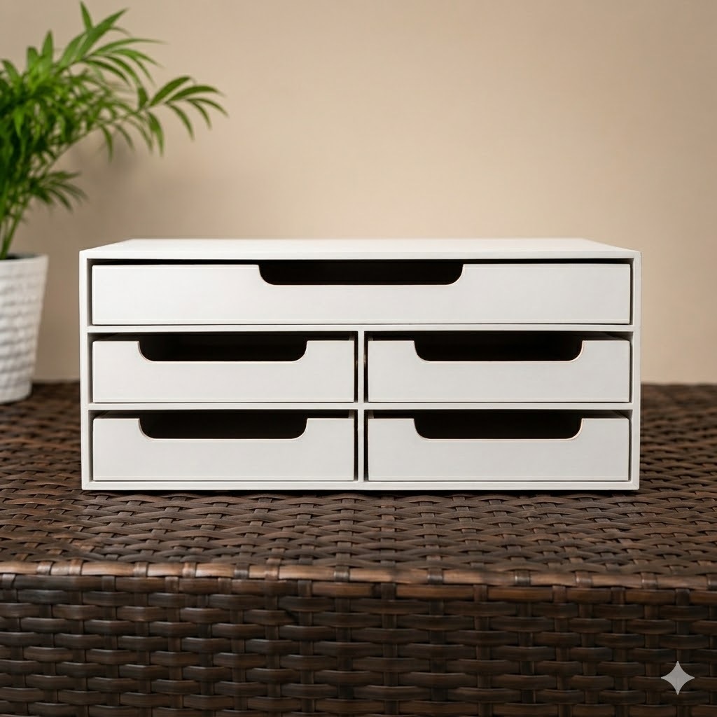 Gaveteiro Pintado de MDF 5 Gavetas p/ Folha Sulfite Organizador Suporte p/ Monitor