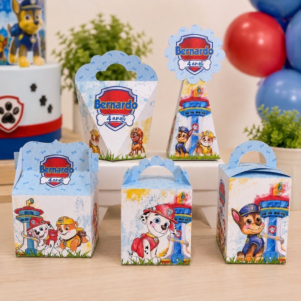 ENVIO RÁPIDO Kit Caixinhas Personalizadas Patrulha Canina Lembrancinhas pra Aniversário SEMI-MONTADO