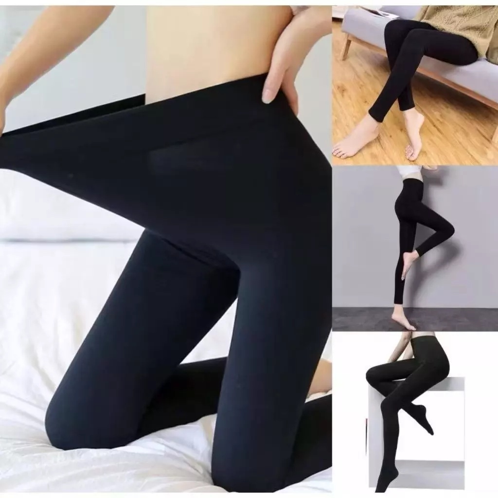 Meia Calça Flanelada Cintura Alta Com Pé Fio 80 Térmica Preta Feminina Frio forrada