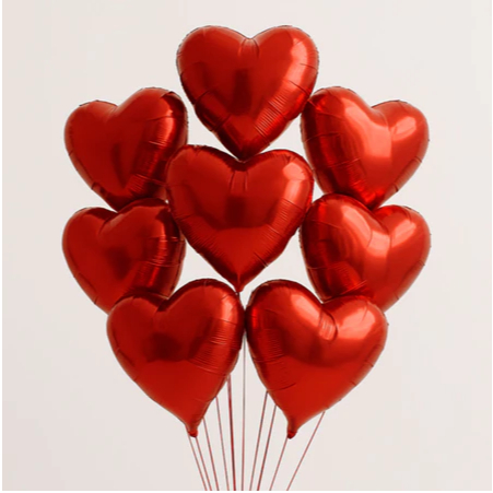 Kit 10 a 50 Balão Metalizado Coração Vermelho 22cm Romântico Festas Surpresa Decoração Enfeite Mãe Dia dos Namorados