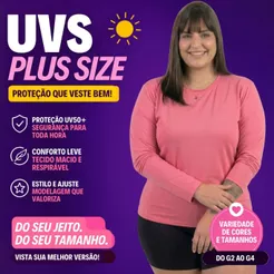Camisa Feminina Plus Size Manga Longa Dry Fit Térmica Proteção UV Solar Conforto