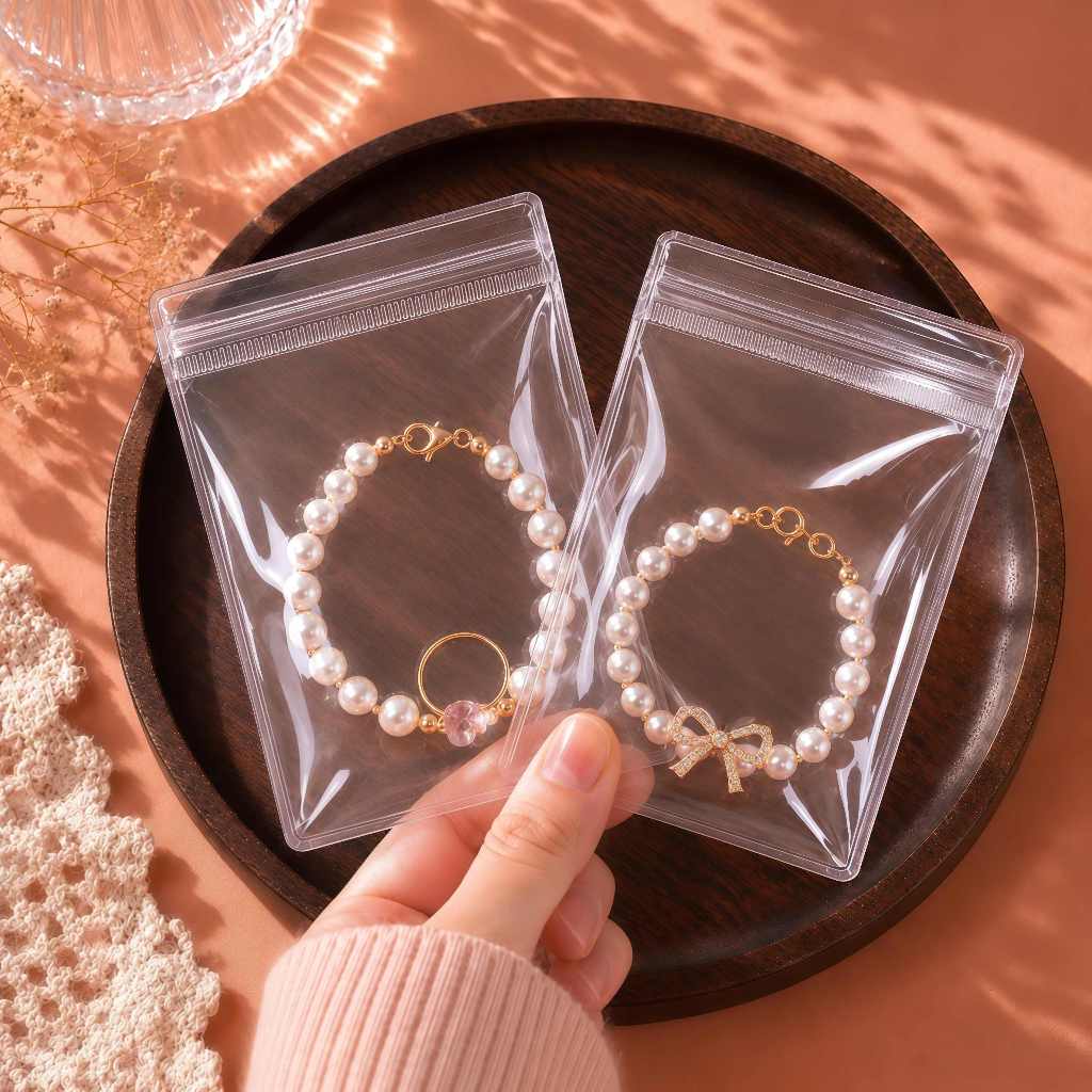 25-100 UN Unidades Saco PVC Transparente com Zíper Alta Qualidade para Joias e Acessórios