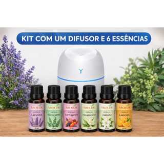 Kit Umidificador de Ar branco + 6 Essências Aromáticas | Aromatizador Difusor Bivolt