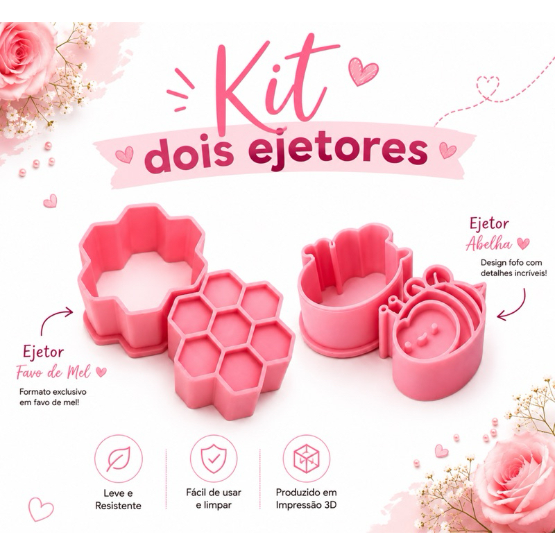 Kit Ejetor de Brigadeiro Abelha + Favo de Mel | Molde para Doces Decorados | Kit Confeitaria em Impressão 3D