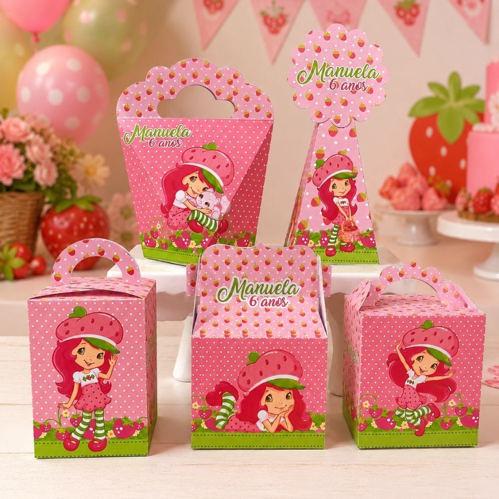 ENVIO RÁPIDO Kit Caixinha Personalizada Moranguinho - Lembrancinhas para Aniversário - SEMI-MONTADOS