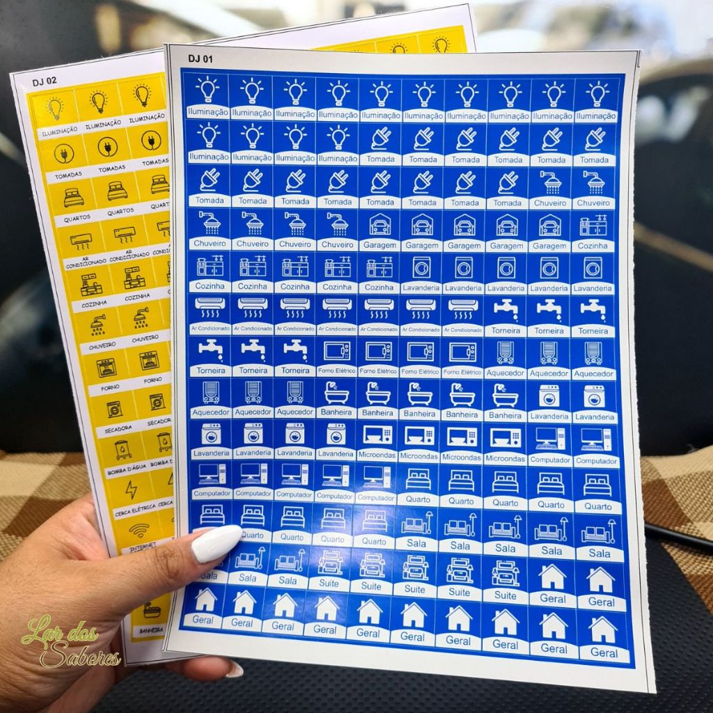 Adesivo Identificador para Quadro de Disjuntores Disjuntor Sinalização de Energia Quadro de Força