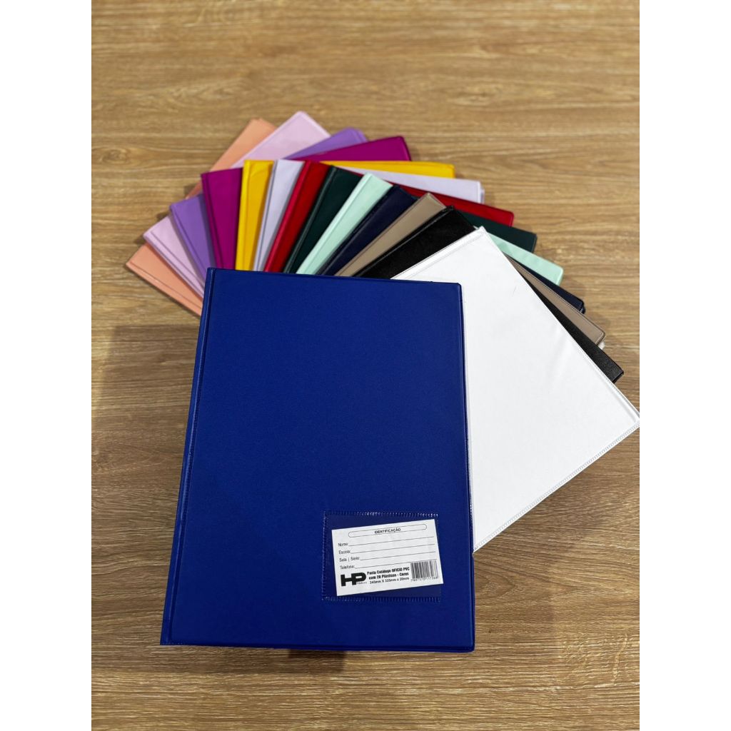 Pasta Catálogo HP Plásticos Oficio com 50 plásticos - Diversas cores