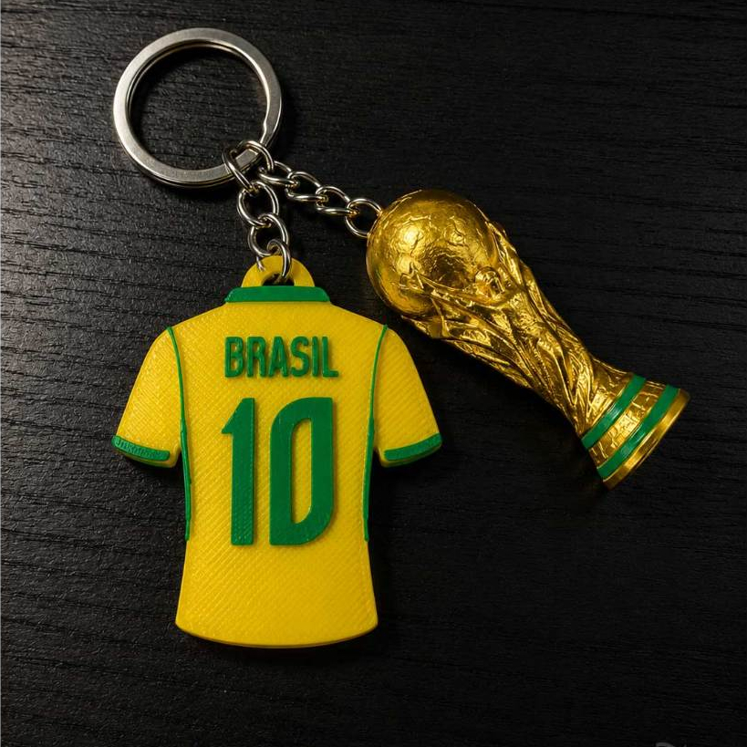 Chaveiro Copa do Mundo 2026 Personalizavel | Camisa Brasil Futebol 3D