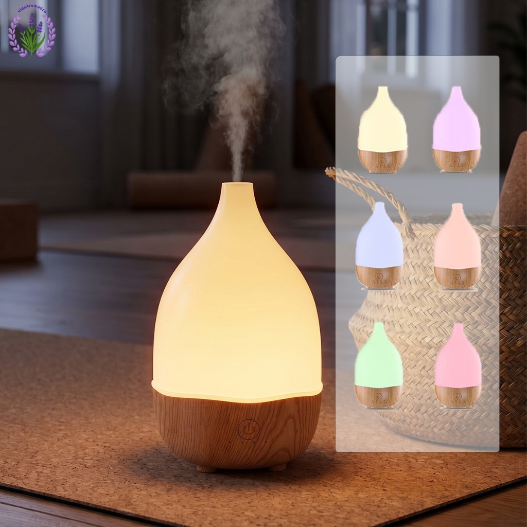 Umidificador Difusor de Óleos Essenciais com Luz Noturna, Silencioso e Compacto para Quarto