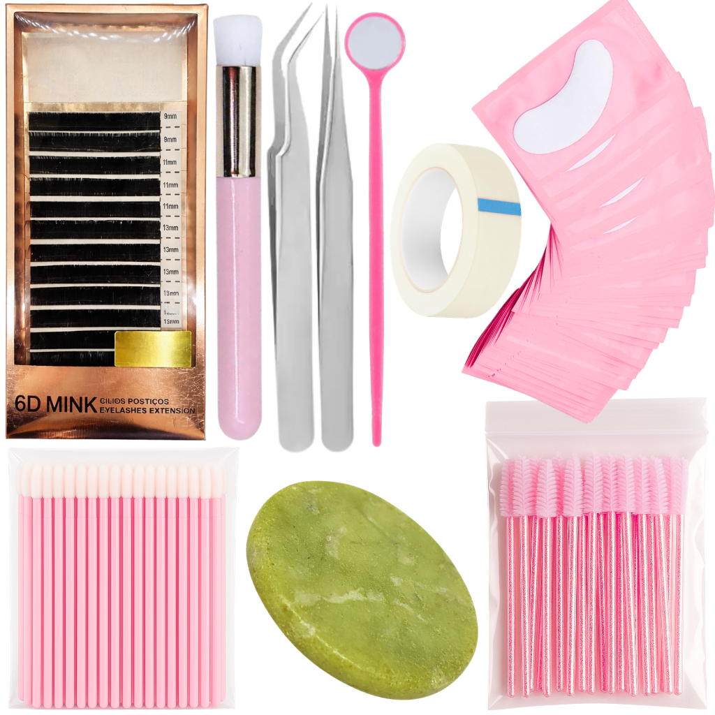 Kit Cílios Reposição Pads Espelhinho Micropore Microbrush Escovinha