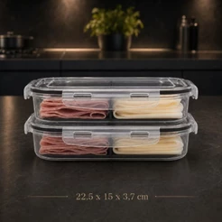 PORTA FRIOS PRETO FUNDO DUPLO REMOVÍVEL PARA CONSERVAR ALIMENTOS E ORGANIZAR GELADEIRA HERMÉTICO PARA PRESUNTO E QUEIJO.