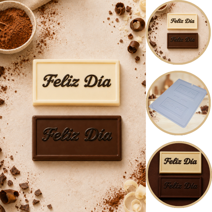 1~10 Forma Simples Tablete Feliz Día 9795 (E3) em Acetato BWB Para Bombom e Doces (CHOCO)