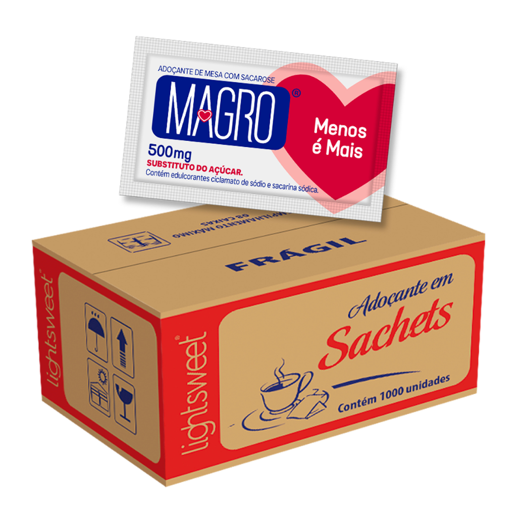 Adoçante de Mesa Magro Tradicional Caixa com 1000 Sachês de 0,5g