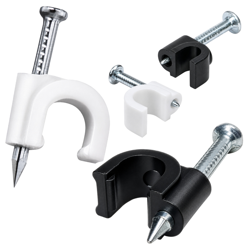 Kit Grampo Fixa Fio Cabo 6mm Miguelão Branco ou Preto Nylon/aço