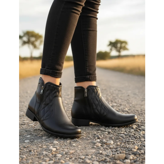 Bota Dakota Feminina Cano Curto Salto Baixo Com Zíper Lateral Coturno Confortável Original