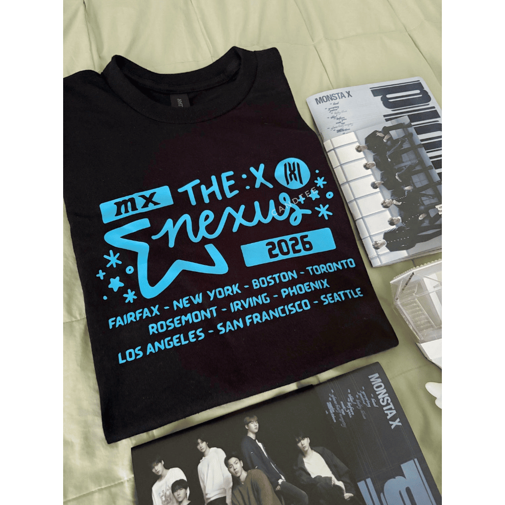 Camiseta 100% Algodão Feminina Básica Grupo Kpop Coreano Monsta X The X NEXUS 2026 World Tour
