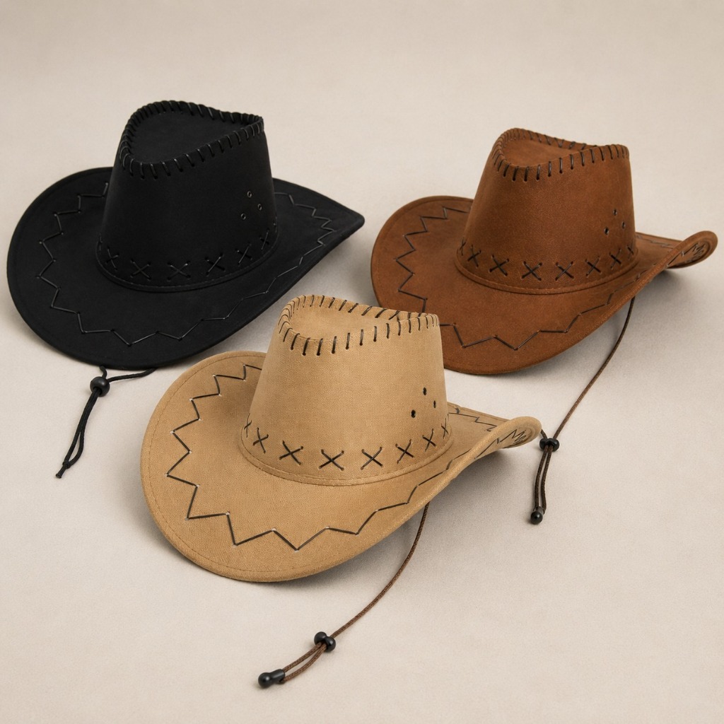 Chapéu Country Cowboy Camurça Masculino e Feminino Vaqueiro Fantasia Festas