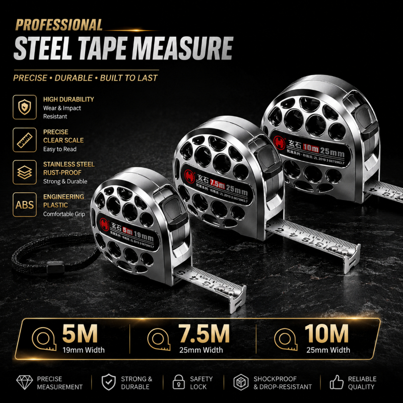 Trena Aço Retrátil 5m 7.5m 10m com Trava Auto Lock Medição Precisa Profissional
