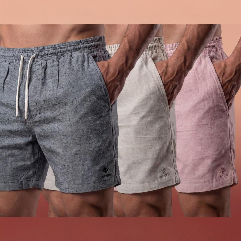 Conjunto de 3 Bermudas Masculinas em Linho - Estilo Praiano Confortável | Kali Empreendimentos