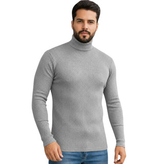 Blusa Cacharrel Masculino Gola Alta Canelado Camisa De Frio Inverno Camisa Manga Longa Masculina