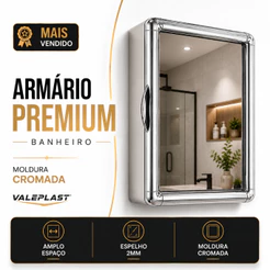 Armário Banheiro Plástico Espelheira Espelho Vidro 2mm Moldura Cromada Branco Preto Sobrepor Embutir Parafusos e Buchas