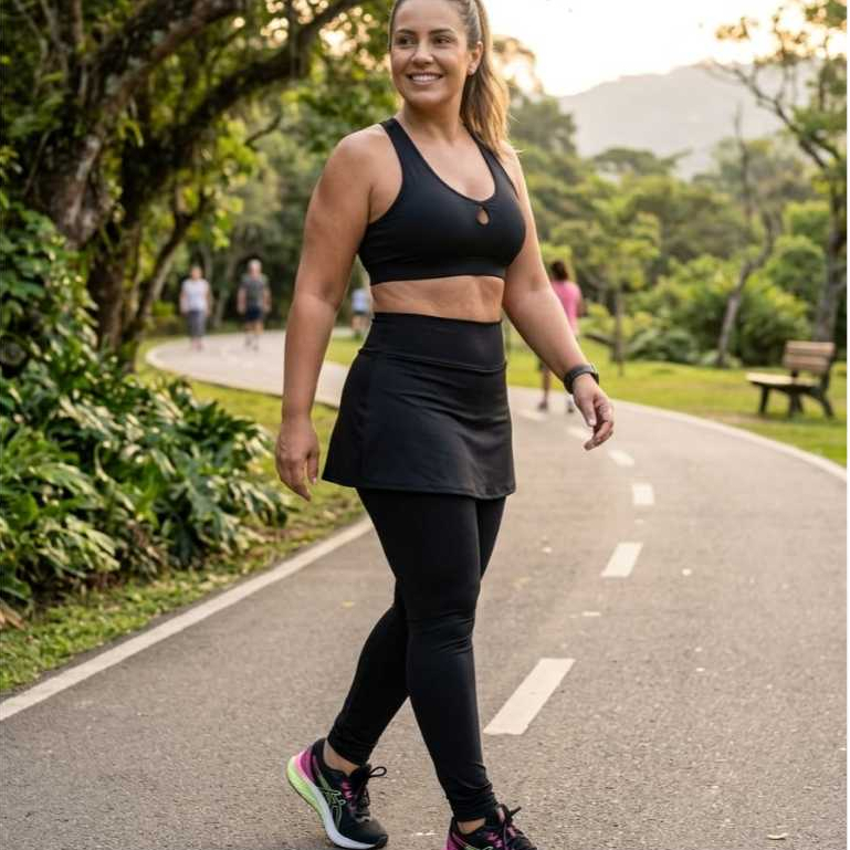 Calça Saia Fitnes legging Saia Academia Moda Evangélica com viés Colorido Cintura Alta Plus Sise