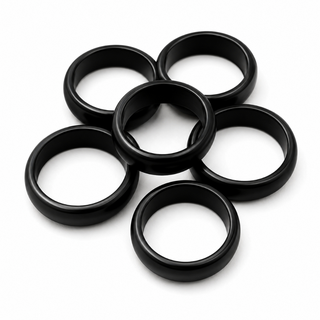 Kit 5 Anel Aliança De Coco Tucum Unissex Preto Fosco Casal Leve e Resistente Natural 16mm à 20mm