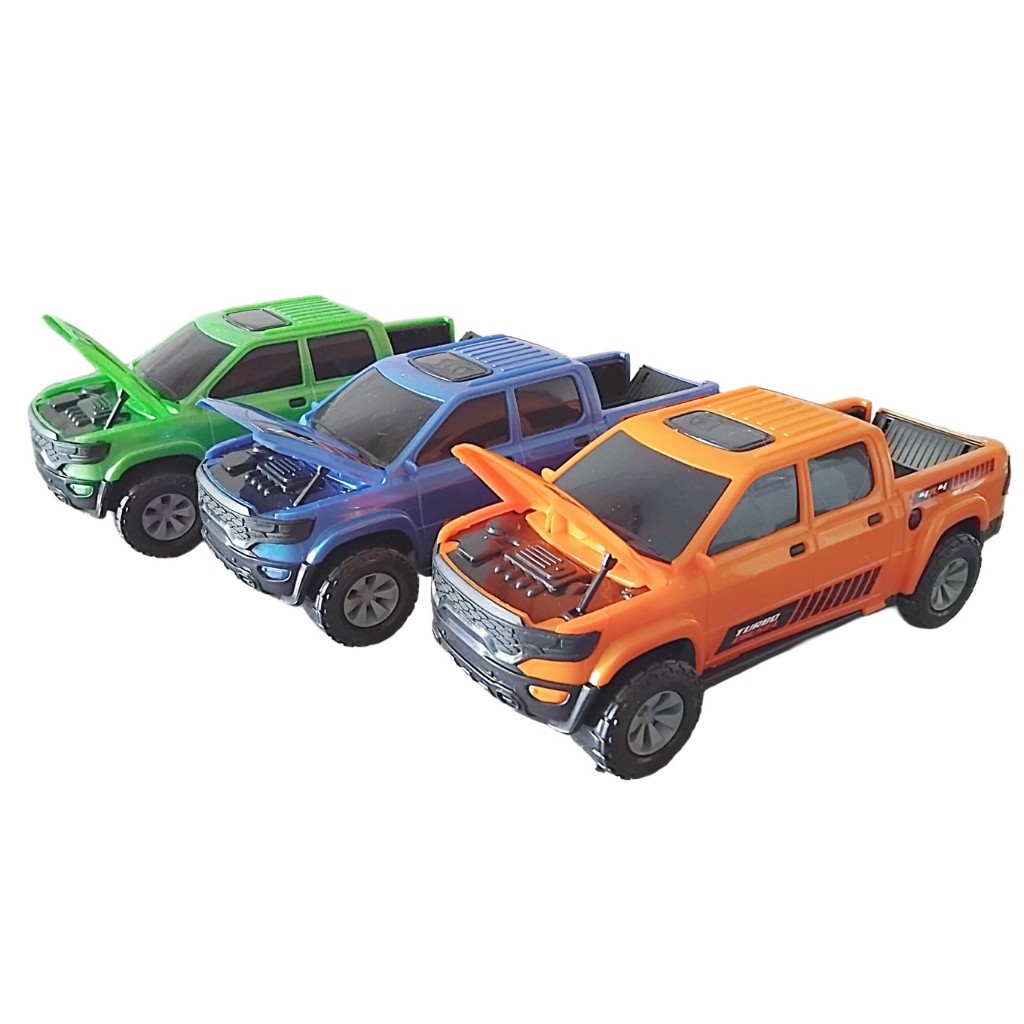 Carrinho Pickup Michigan De Plástico  Miniatura Abre Capô e Porta Da Caçamba