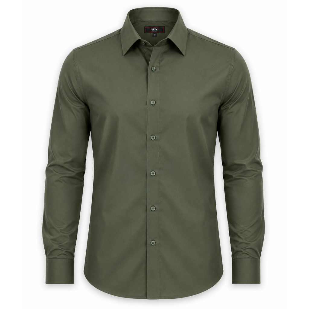 Camisa Masculina Social Verde Oliva Militar 100% MICROFIBRA Moda Casamento Congresso Uniforme