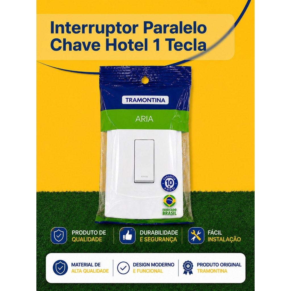 Interruptor Paralelo Chave Hotel 1 Tecla 10A 250V 4x2 Aria Tramontina Branco Embutir Residencial