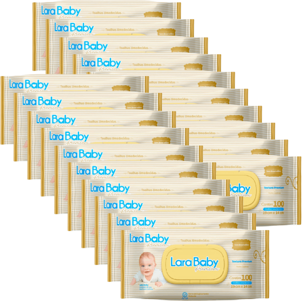 Kit C/10 Lenço Umedecido Lara Baby Premium 100 Unidades Total 1000
