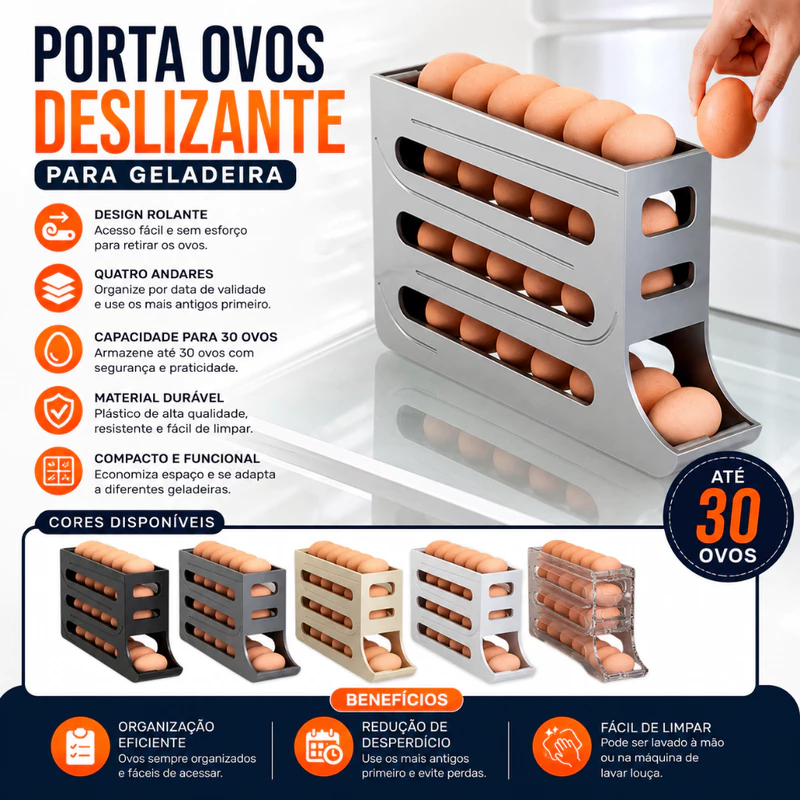 Organizador de Ovos Deslizante - R$ 13,38 🥚