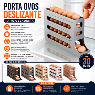 Organizador de Ovos Deslizante - R$ 13,38 🥚