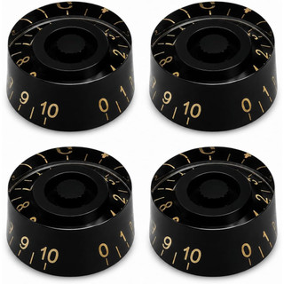 Kit 4 Knob Preto Dourado Para Guitarra Baixo Les Paul Sg Prs