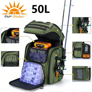 Mochila Camping Pesca Impermeável,50L,Mochila de Pesca em água Salgada NEW HAWAII