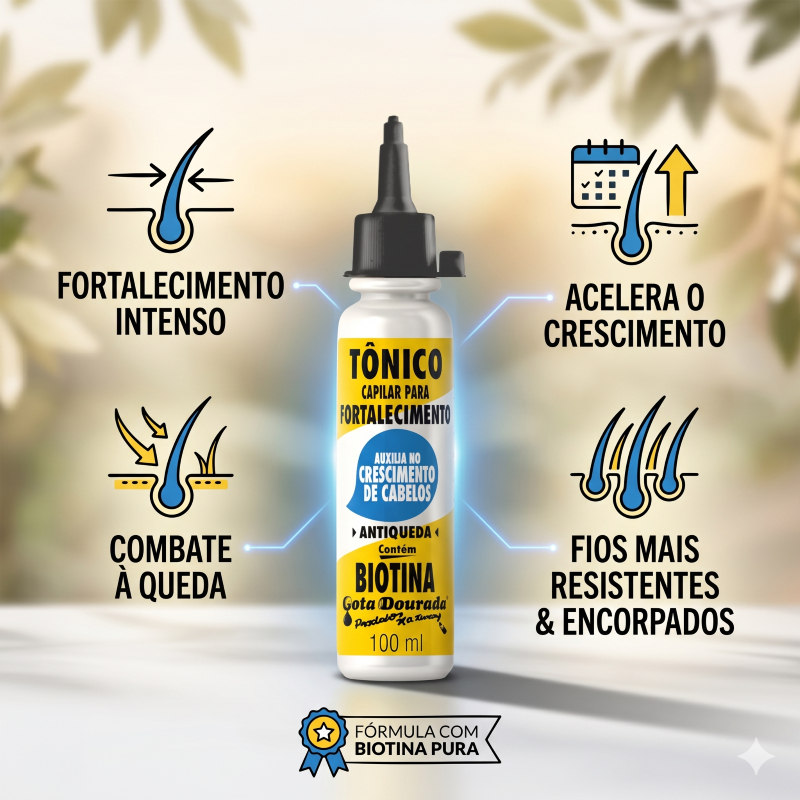 Tônico Biotina Gota Dourada 100ml: Crescimento acelerado · foto 2