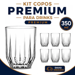 Jogo 6 Copos Echo Pasabahce 350ml Vidro Sofisticado para Bebidas