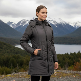 Sobretudo Casaco Feminino de Inverno Parka com Capuz Removível  Punho Térmico e Repelente à água