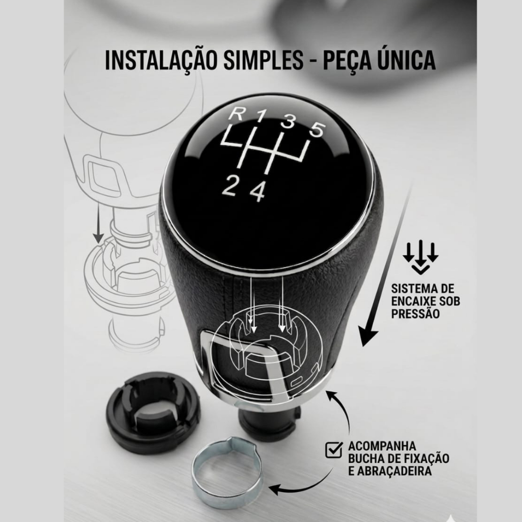 Manopla Marcha Gol Golf Saveiro Voyage G5 G6 G7 2009 2010 2011 2012 2013 2014 2015 2016 2017 2018 19 — imagem 2 de 2
