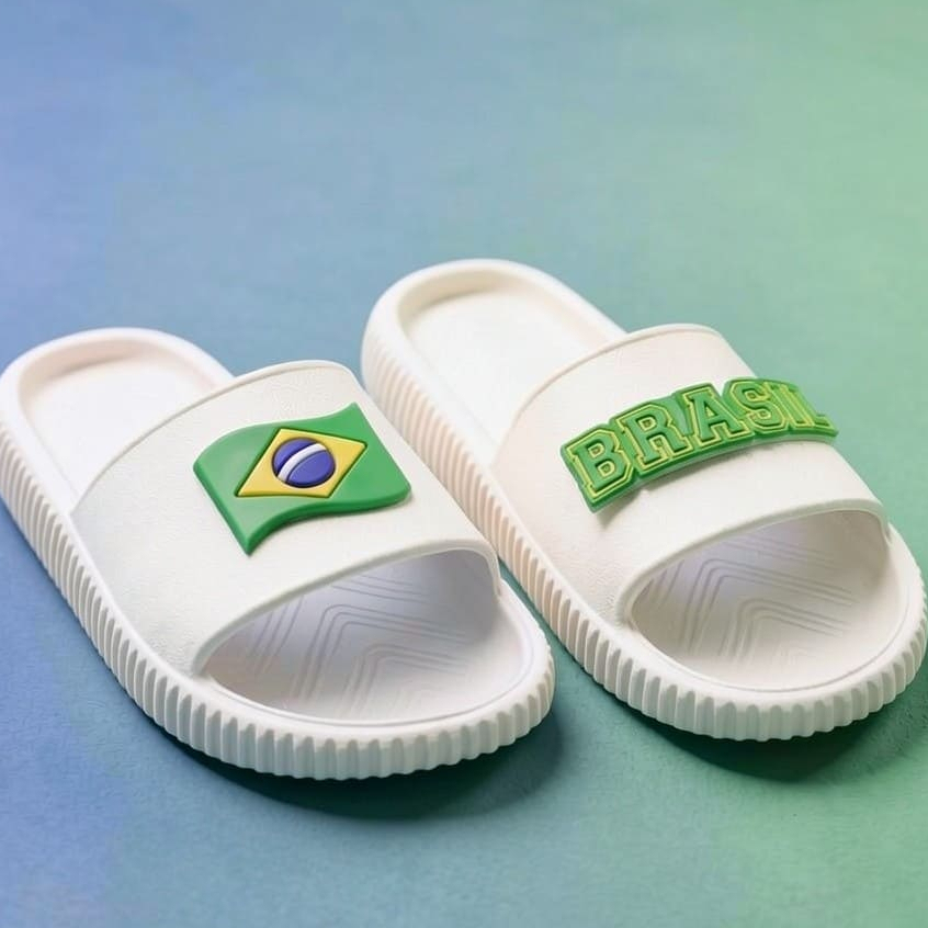 Chinelo Slide Brasil Copa Juvenil Infantil Torcida Pratico Leve Unissex