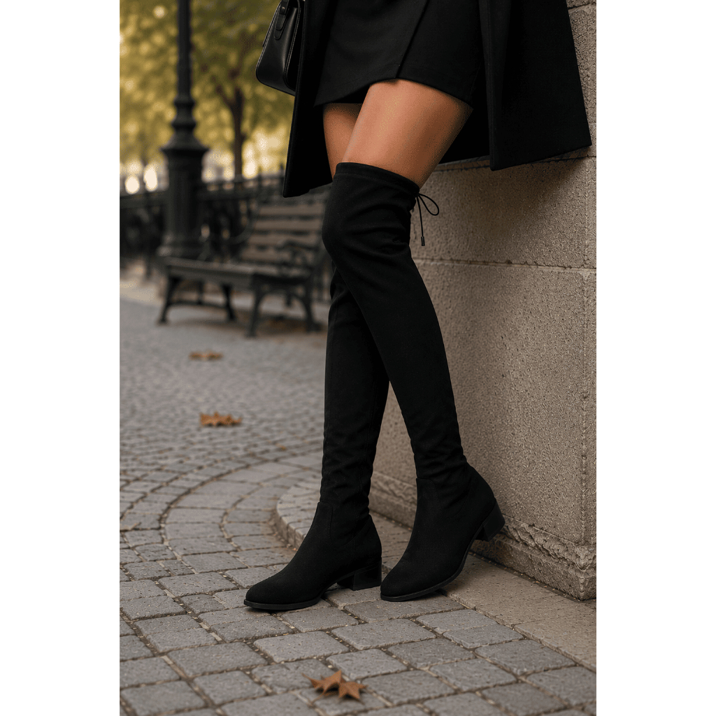 Bota Feminina Over The Knee Preta – Elegância e Estilo em Cada Passo