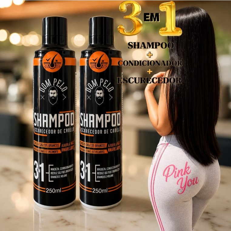 Shampoo Escurecedores Dom Pelo 250ml Reduz Fios Brancos - Dom Pelo Original