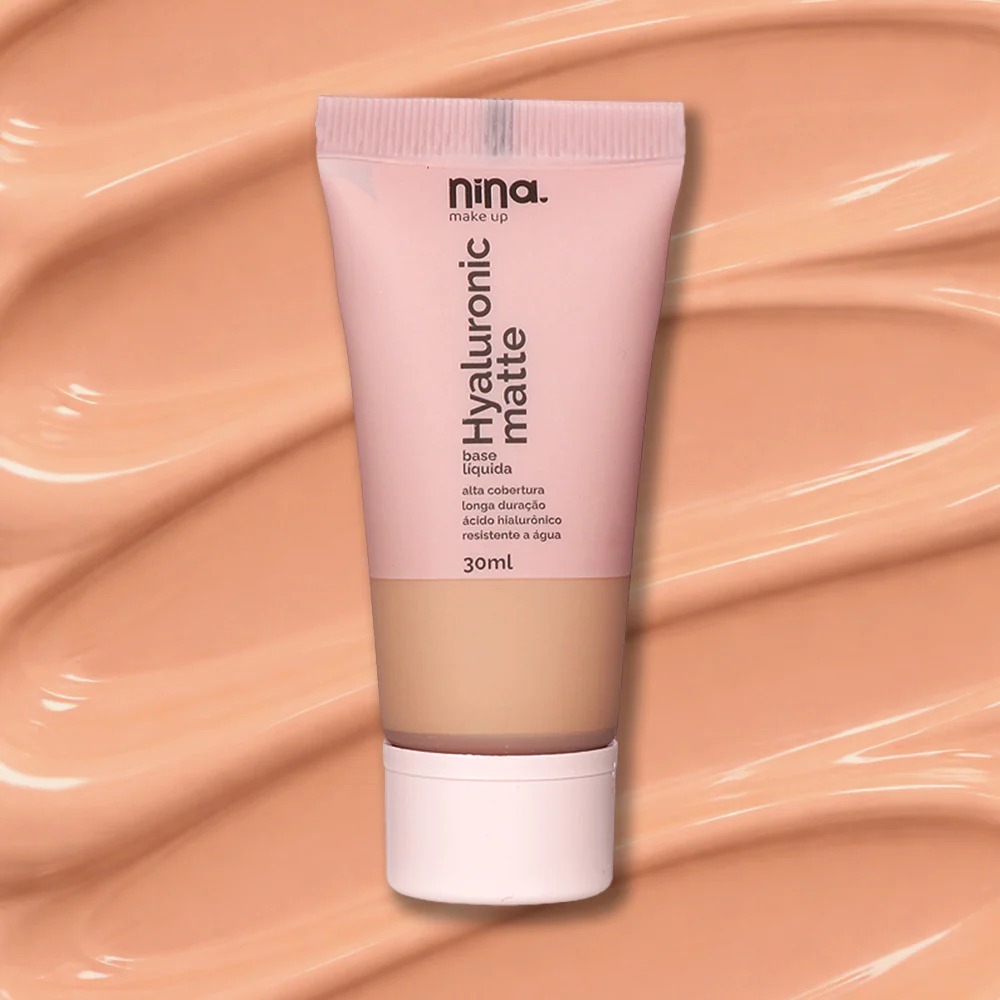 Base Líquida Hyaluronic Matte Cor 2.5 Médio Claro 30ml - Nina MakeUp