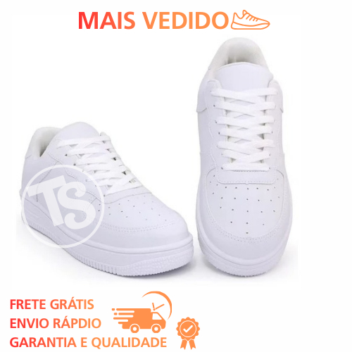 Tênis Casual Branco Feminino e Masculino 34 ao 43 F1 PROMOÇÃO