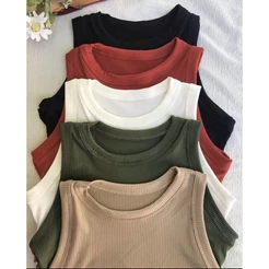kit 4 unidades blusa canelado camiseta feminina casual dia a dia cores variadas