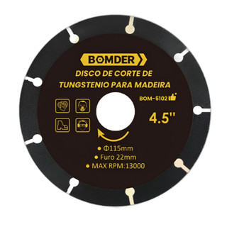 Disco De Corte Tungstênio Madeira MDF Plástico 115mm Bomvink